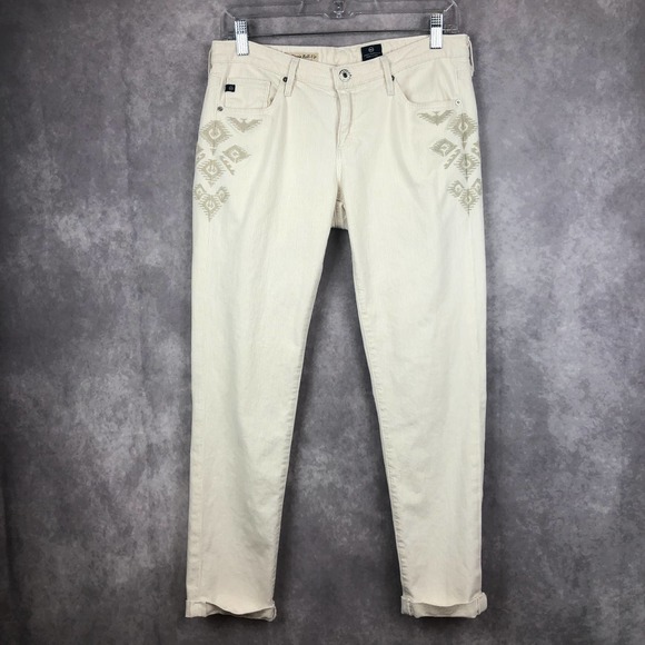 Adriano Goldschmeid Jeans Womens 28 The Stevie Pants Southwest Cream Green USA - Picture 1 of 14